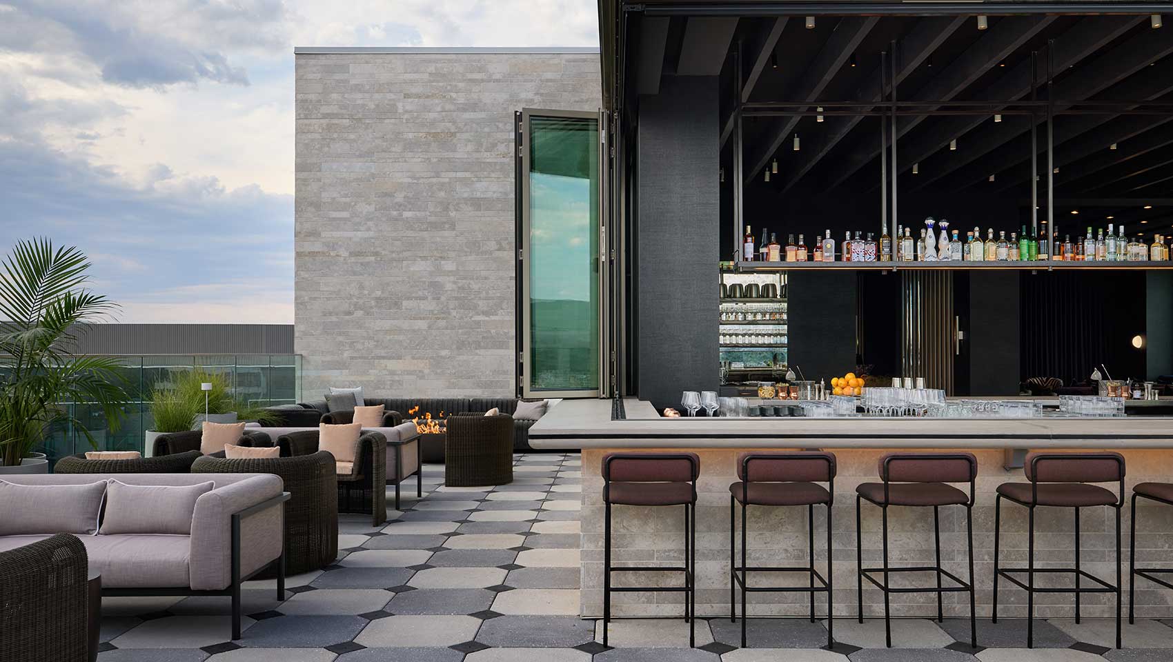 Halo Bar rooftop terrace looking into Halo bar