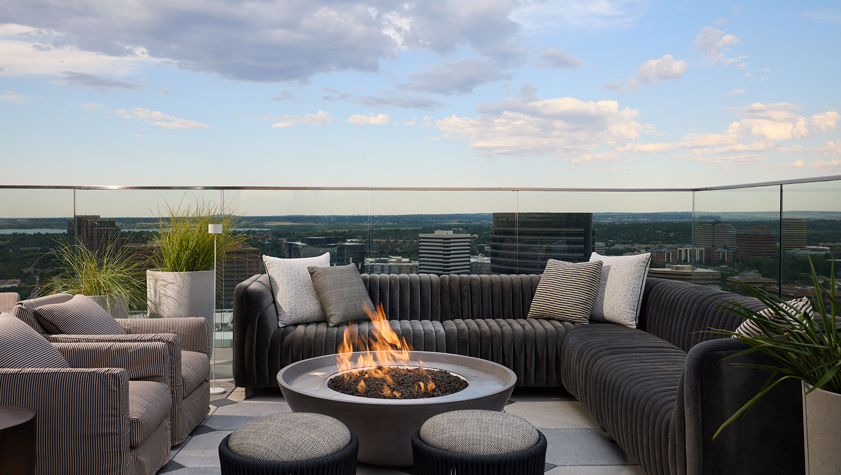 Halo Bar-Seating with fire pit-skyline view