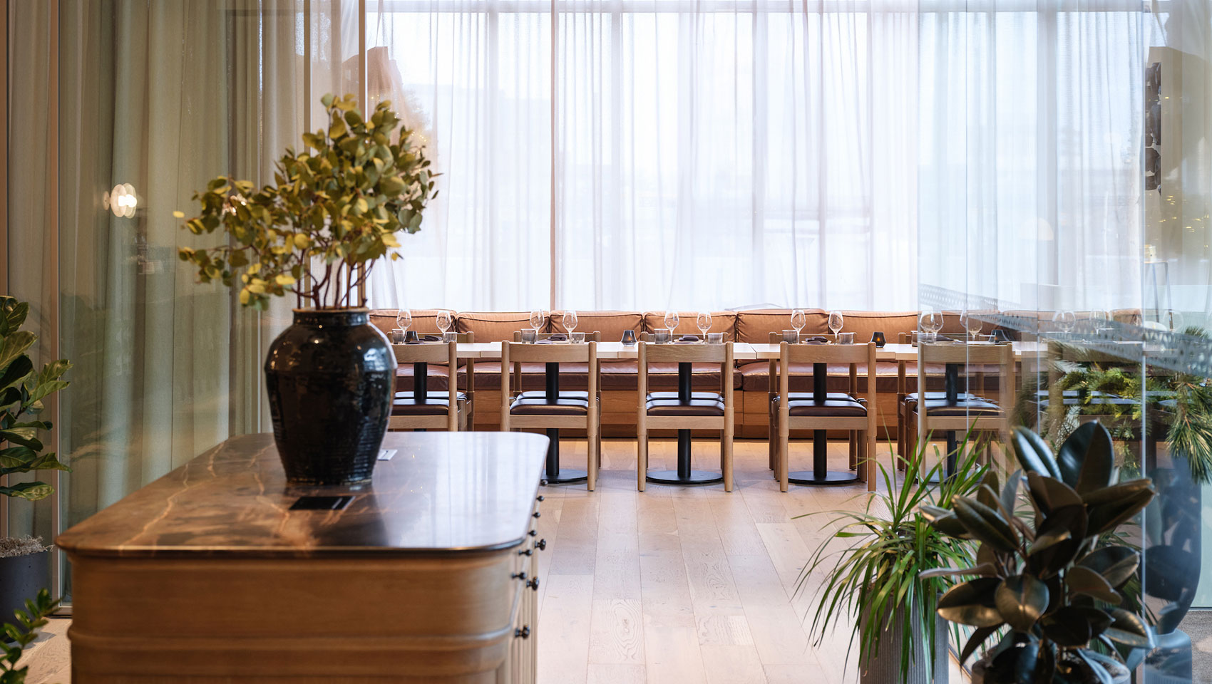 Dining table in claret