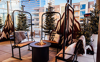 Winter Chalet seating at Kimpton Claret Hotel