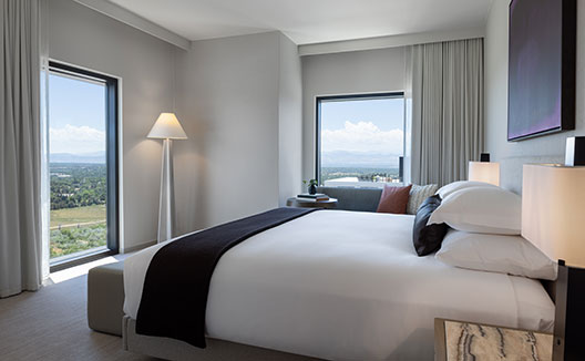 King bed at Claret with view